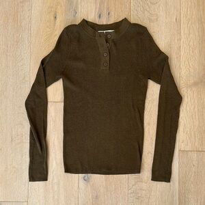 Mango Fitted Long Sleeve Henley Top